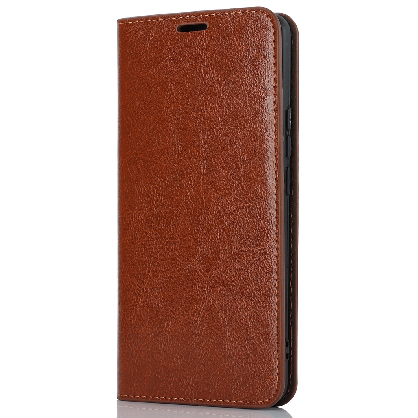 Uniqkart for Xiaomi 12T 5G / 12T Pro 5G / Redmi K50 Ultra Phone Case Crazy Horse Texture Genuine Cow Leather Stand Wallet Cover - Light Brown