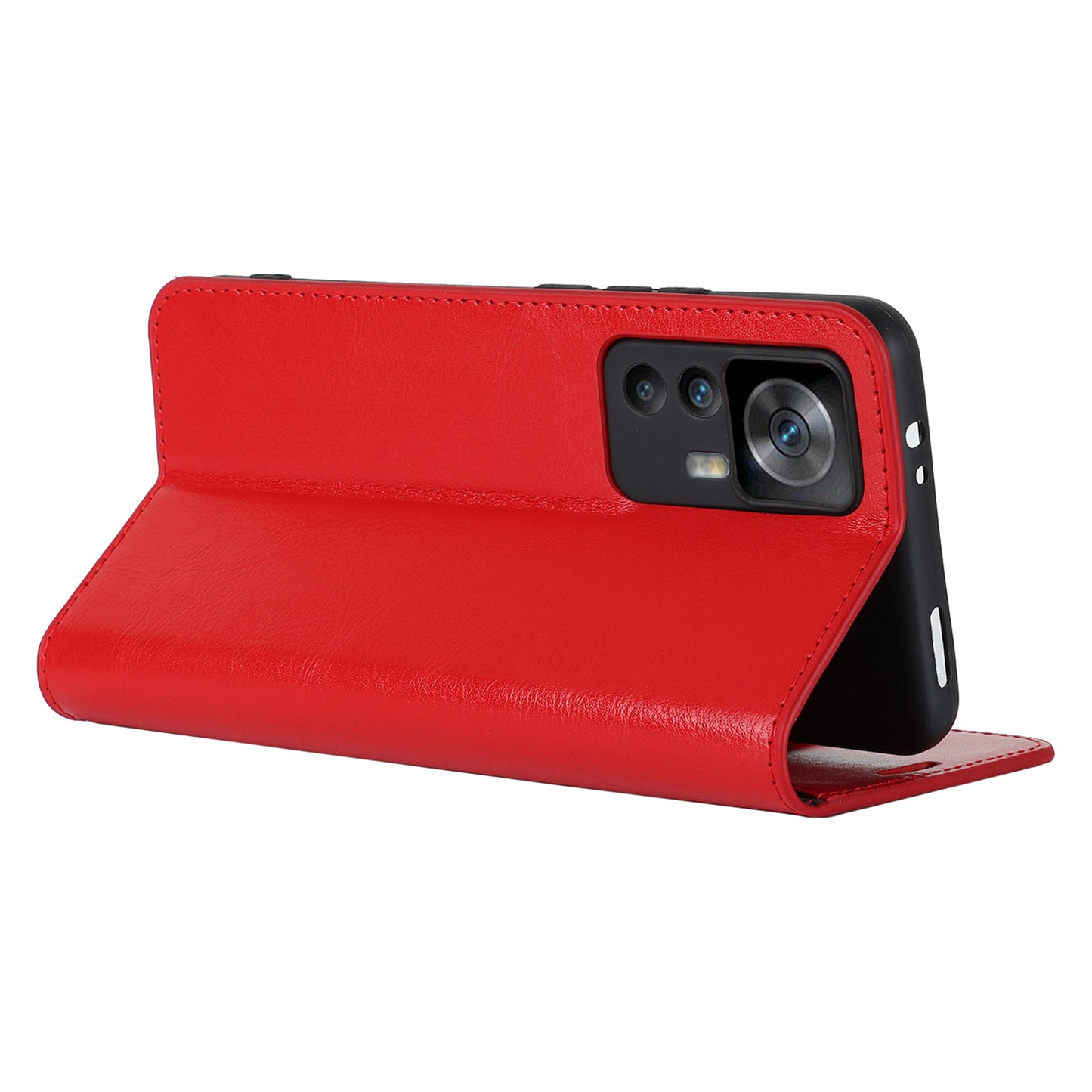 Uniqkart for Xiaomi 12T 5G / 12T Pro 5G / Redmi K50 Ultra Phone Case Crazy Horse Texture Genuine Cow Leather Stand Wallet Cover - Red