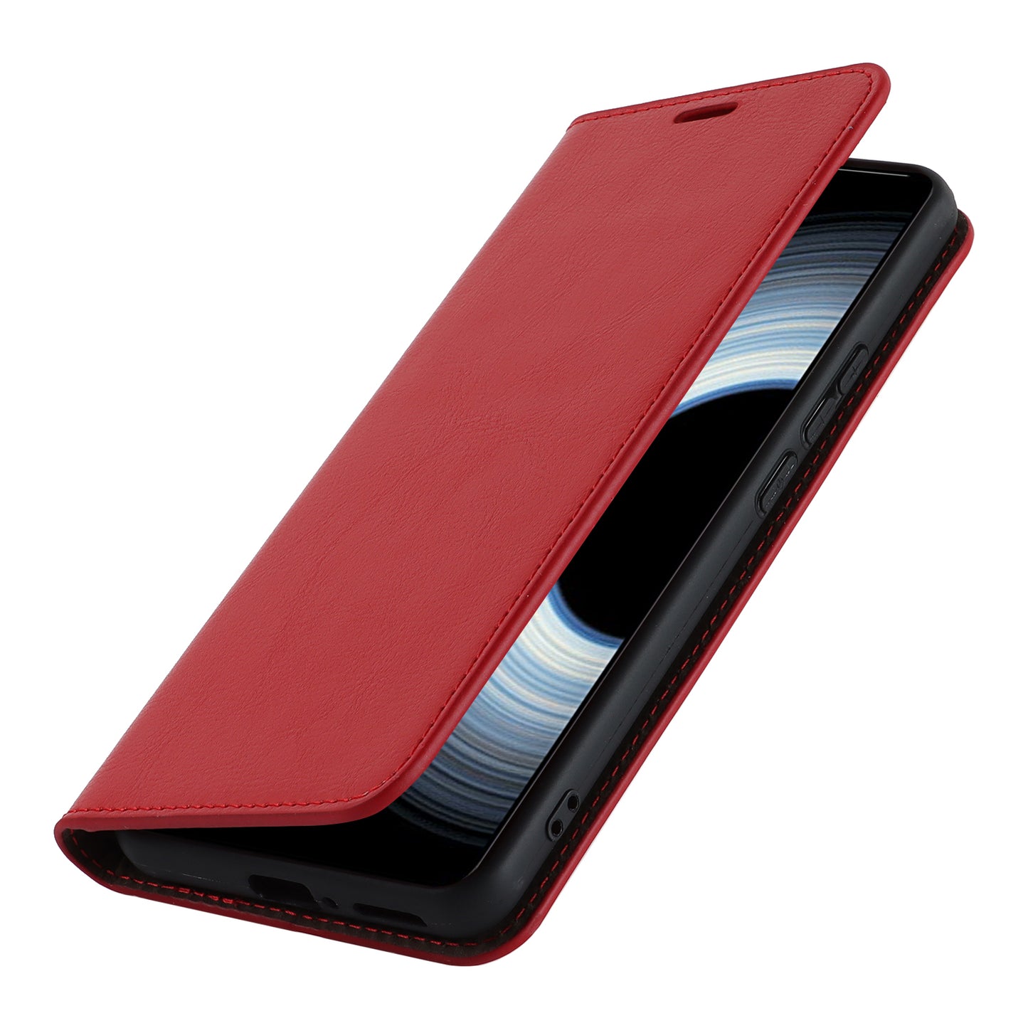 Uniqkart for Xiaomi 12T 5G / 12T Pro 5G / Redmi K50 Ultra Phone Case Crazy Horse Texture Genuine Cow Leather Stand Wallet Cover - Red