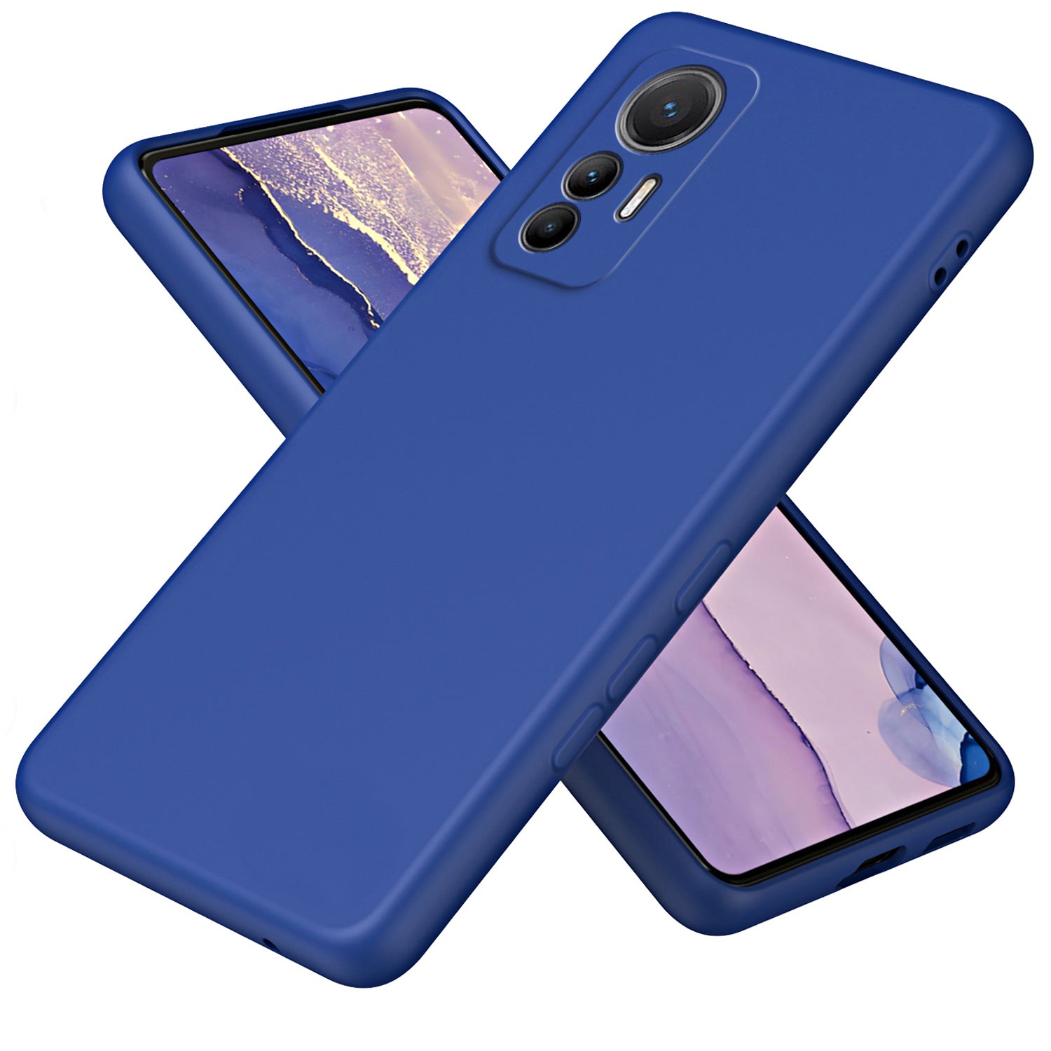 Uniqkart for Xiaomi 12 Lite 5G Rubberized TPU Phone Case Fiber Lining 2.2mm Thickness Phone Cover - Blue