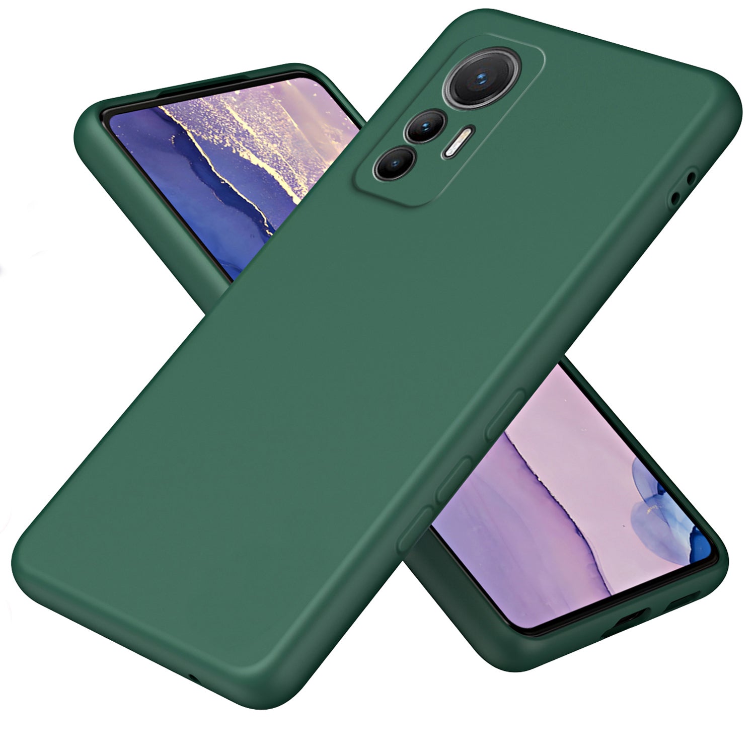 Uniqkart for Xiaomi 12 Lite 5G Rubberized TPU Phone Case Fiber Lining 2.2mm Thickness Phone Cover - Green