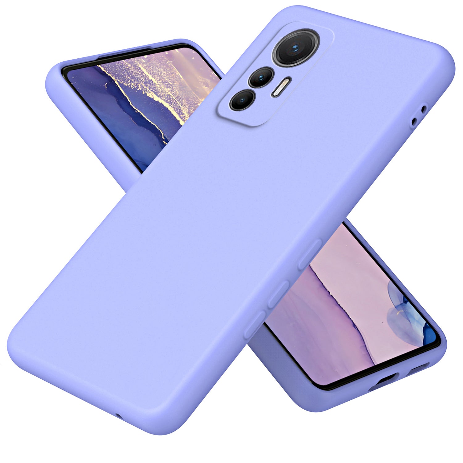 Uniqkart for Xiaomi 12 Lite 5G Rubberized TPU Phone Case Fiber Lining 2.2mm Thickness Phone Cover - Purple