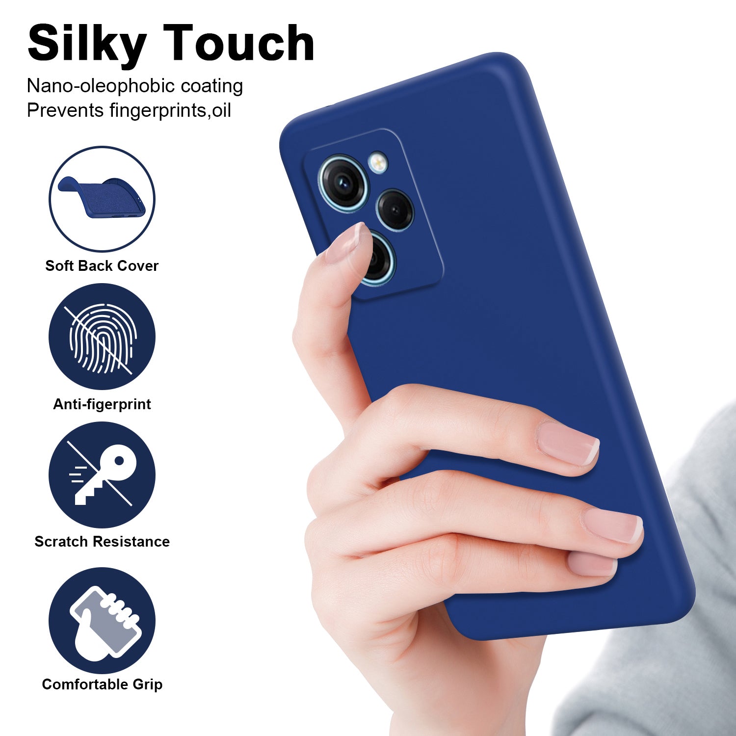 Uniqkart for Xiaomi Redmi Note 12 Pro Speed 5G / Poco X5 Pro 5G 2.2mm Rubberized TPU Case Fiber Lining Phone Cover - Blue
