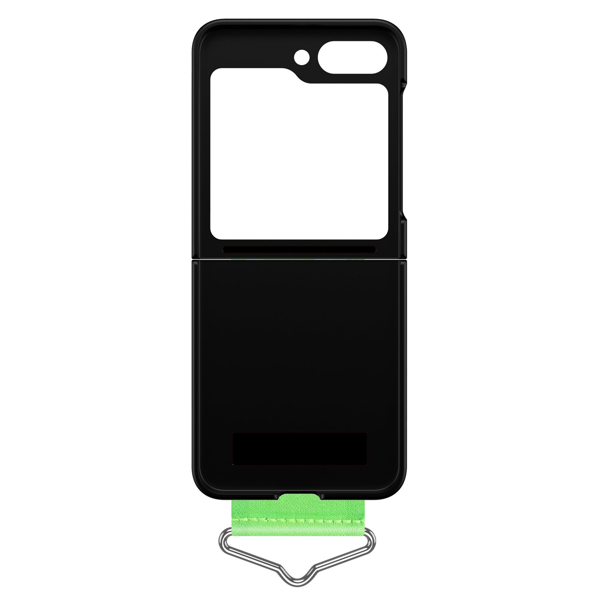 Uniqkart for Samsung Galaxy Z Flip5 5G Hard PC Phone Cover Protective Case with B-Shape Ring Holder - Black+Green
