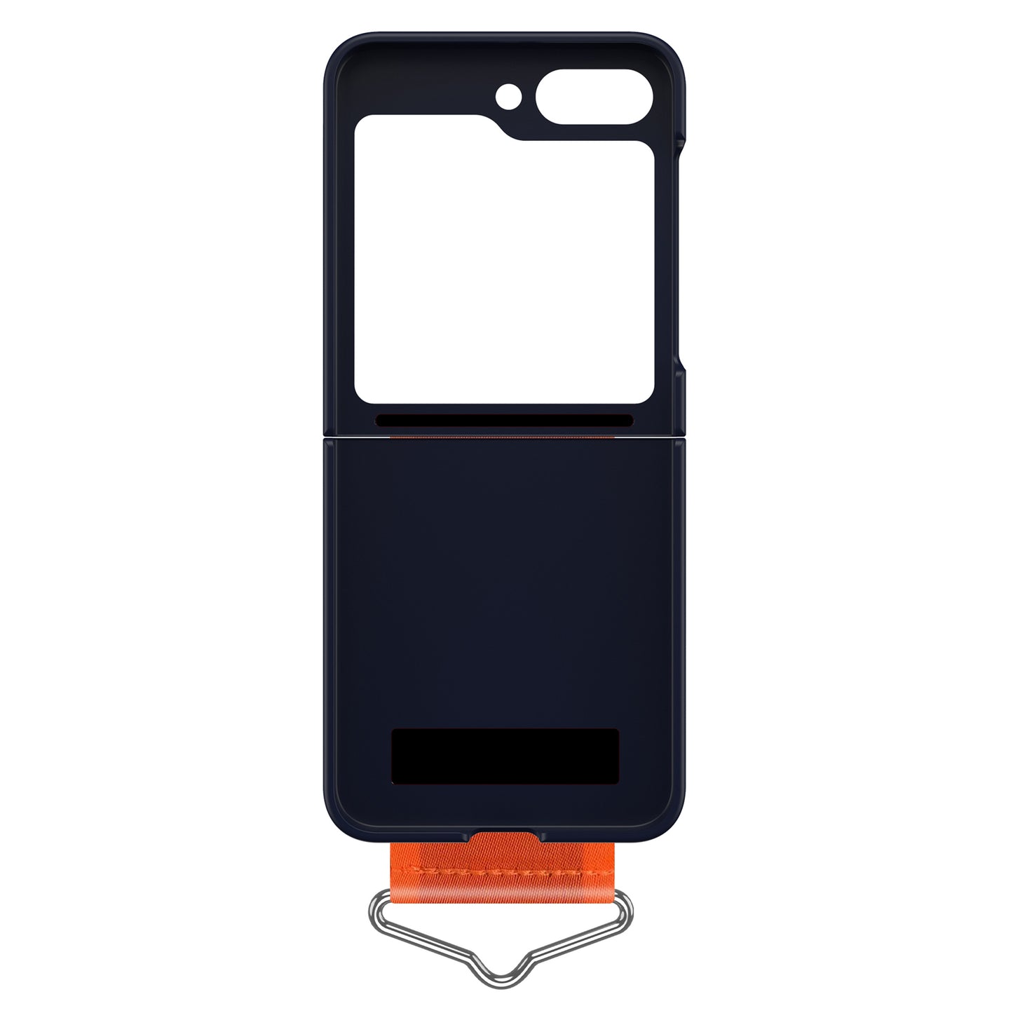 Uniqkart for Samsung Galaxy Z Flip5 5G Hard PC Phone Cover Protective Case with B-Shape Ring Holder - Dark Blue+Orange