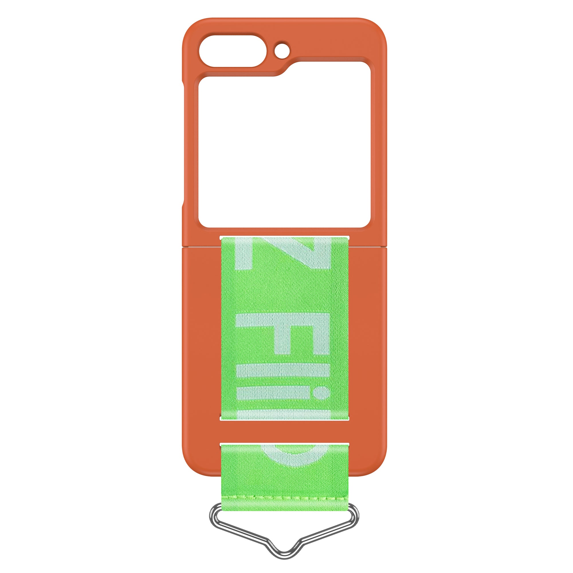 Uniqkart for Samsung Galaxy Z Flip5 5G Hard PC Phone Cover Protective Case with B-Shape Ring Holder - Dark Pink+Green