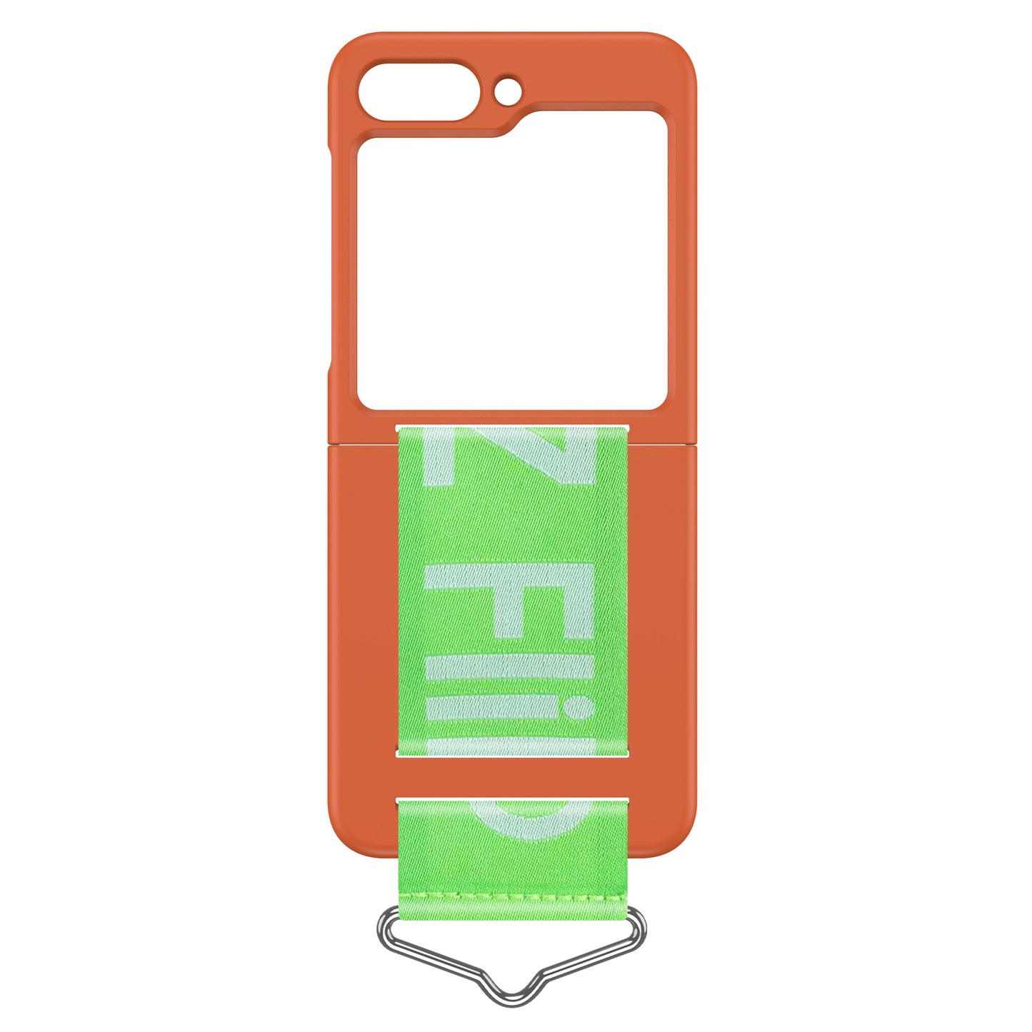 Uniqkart for Samsung Galaxy Z Flip5 5G Hard PC Phone Cover Protective Case with B-Shape Ring Holder - Dark Pink+Green