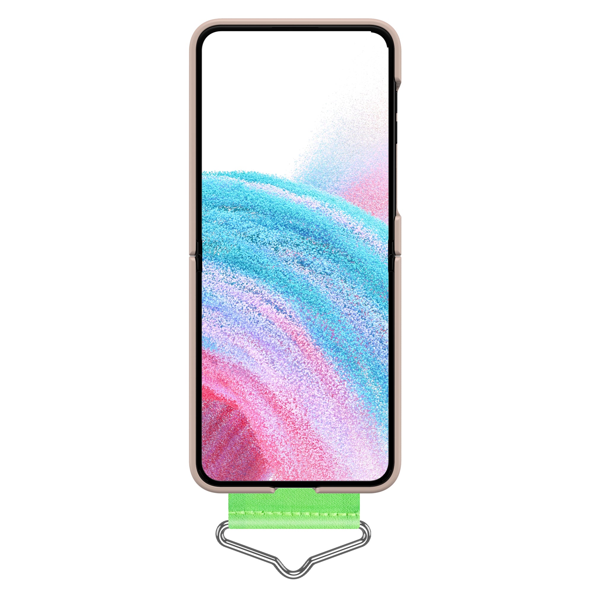 Uniqkart for Samsung Galaxy Z Flip5 5G Hard PC Phone Cover Protective Case with B-Shape Ring Holder - Rose Pink+Green