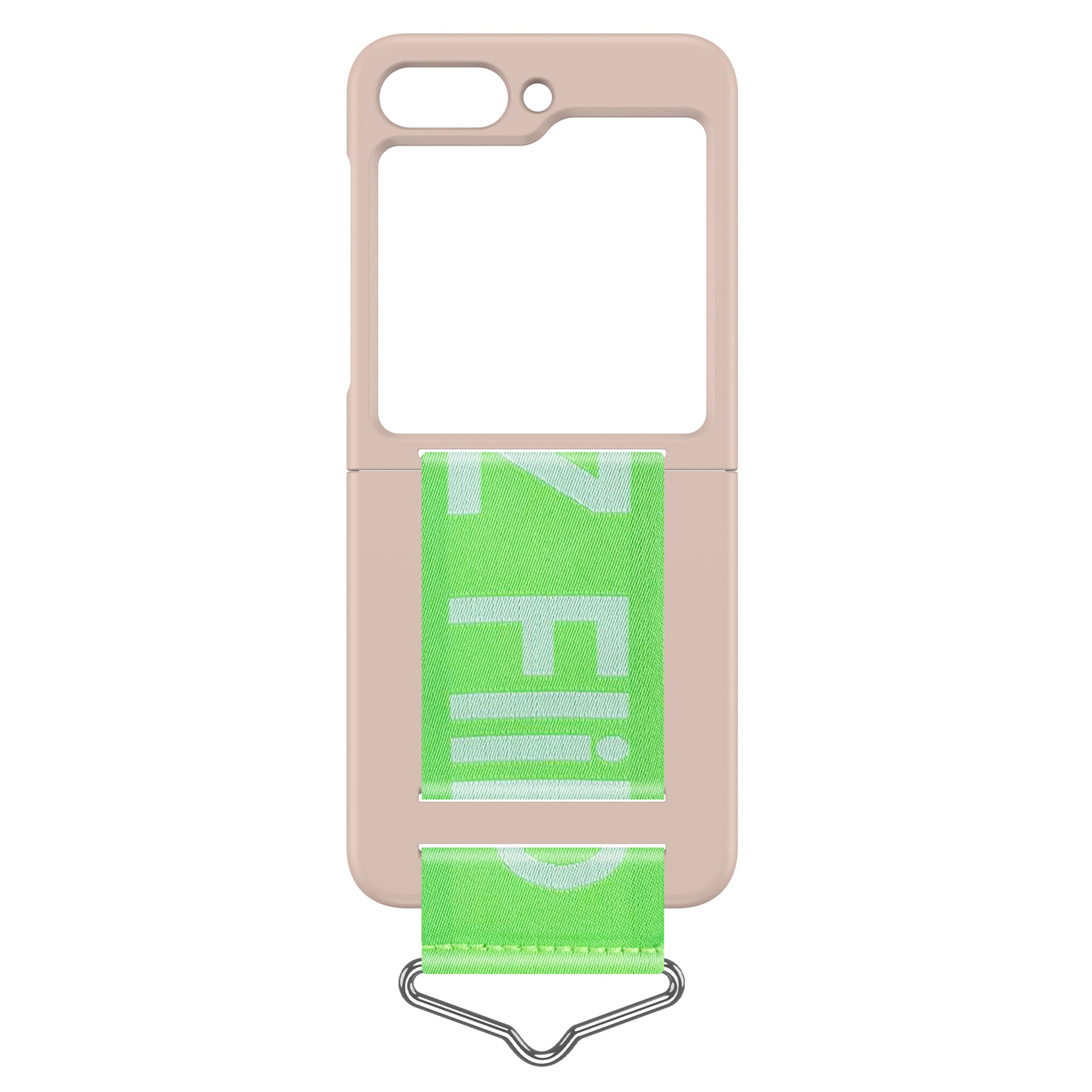 Uniqkart for Samsung Galaxy Z Flip5 5G Hard PC Phone Cover Protective Case with B-Shape Ring Holder - Rose Pink+Green