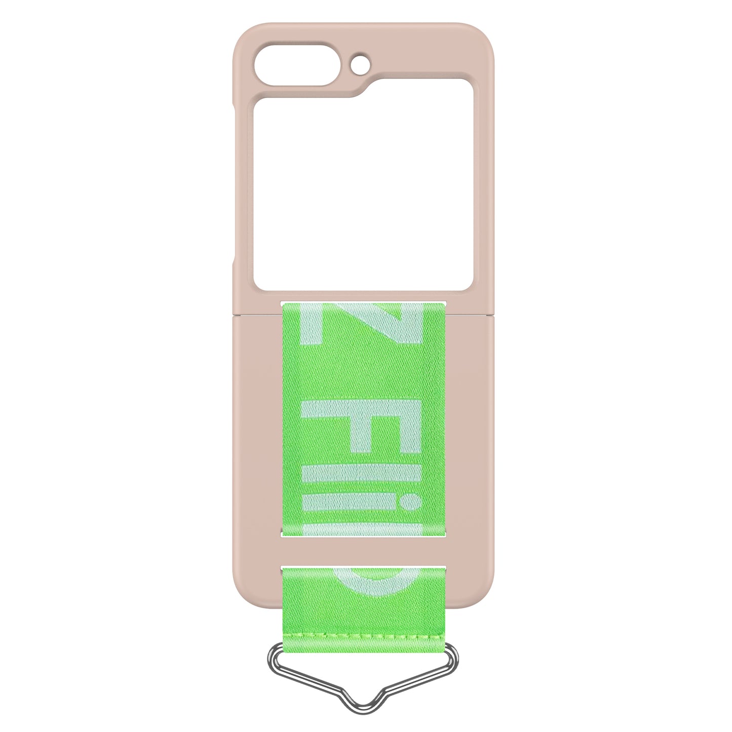 Uniqkart for Samsung Galaxy Z Flip5 5G Hard PC Phone Cover Protective Case with B-Shape Ring Holder - Rose Pink+Green