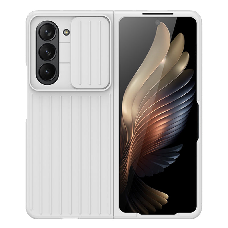 Uniqkart for Samsung Galaxy Z Fold5 5G Hard PC Phone Case Anti-scratch Ultra Slim Cover with Slide Camera Protector - White