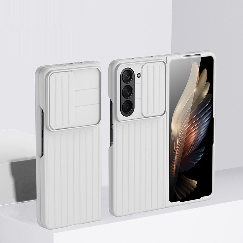 Uniqkart for Samsung Galaxy Z Fold5 5G Hard PC Phone Case Anti-scratch Ultra Slim Cover with Slide Camera Protector - White