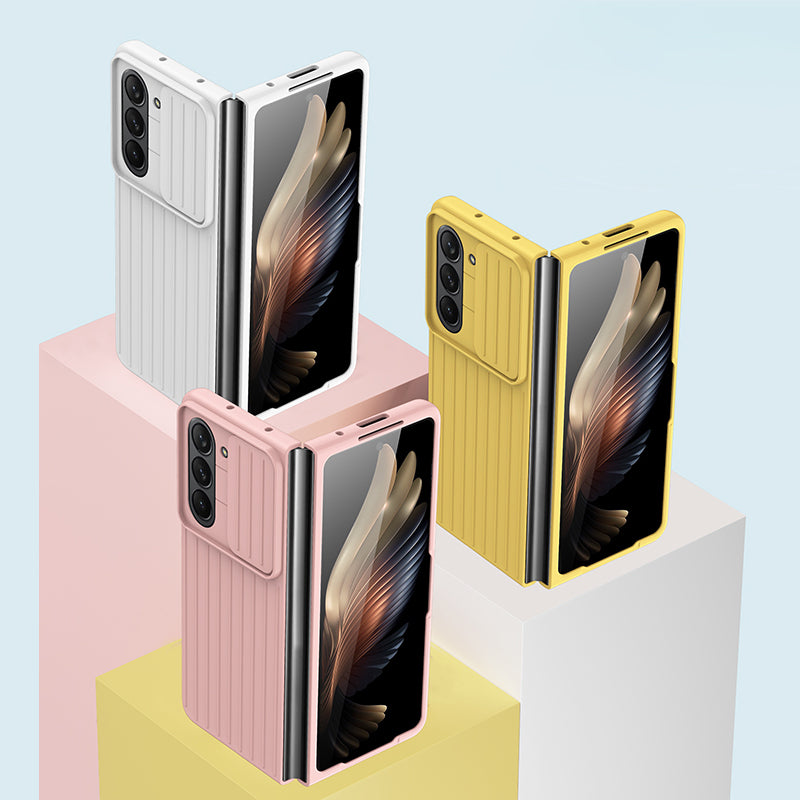 Uniqkart for Samsung Galaxy Z Fold5 5G Hard PC Phone Case Anti-scratch Ultra Slim Cover with Slide Camera Protector - White