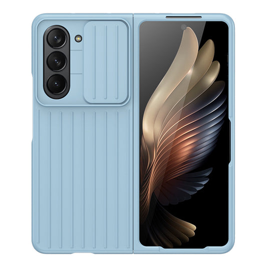 Uniqkart for Samsung Galaxy Z Fold5 5G Hard PC Phone Case Anti-scratch Ultra Slim Cover with Slide Camera Protector - Sky Blue