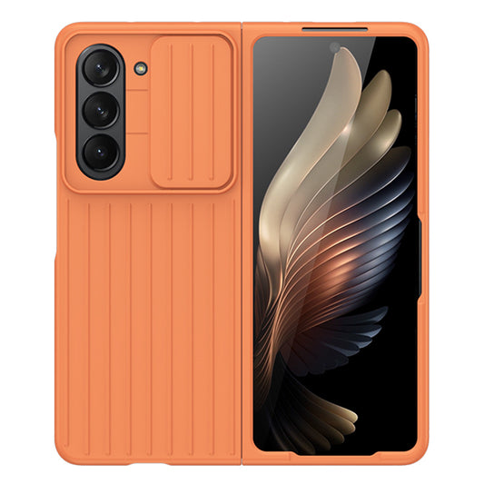 Uniqkart for Samsung Galaxy Z Fold5 5G Hard PC Phone Case Anti-scratch Ultra Slim Cover with Slide Camera Protector - Orange