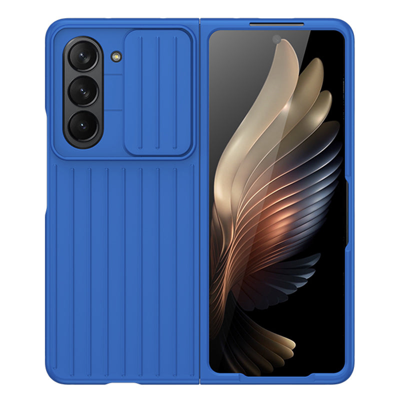 Uniqkart for Samsung Galaxy Z Fold5 5G Hard PC Phone Case Anti-scratch Ultra Slim Cover with Slide Camera Protector - Blue