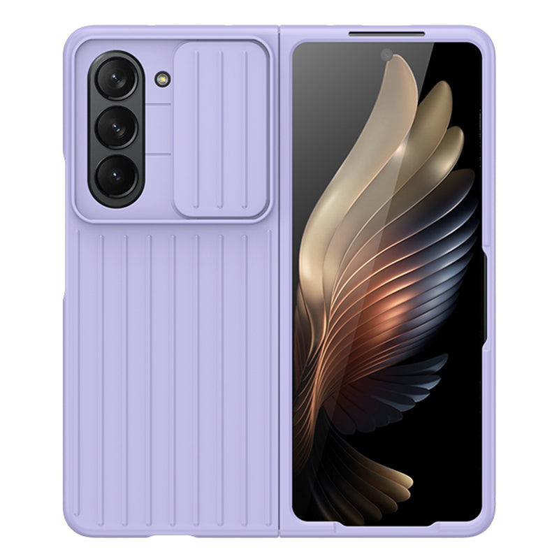 Uniqkart for Samsung Galaxy Z Fold5 5G Hard PC Phone Case Anti-scratch Ultra Slim Cover with Slide Camera Protector - Purple