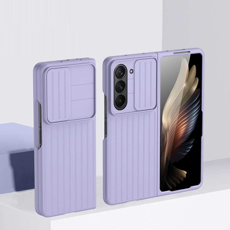 Uniqkart for Samsung Galaxy Z Fold5 5G Hard PC Phone Case Anti-scratch Ultra Slim Cover with Slide Camera Protector - Purple