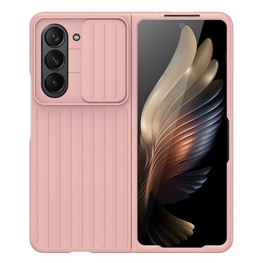 Uniqkart for Samsung Galaxy Z Fold5 5G Hard PC Phone Case Anti-scratch Ultra Slim Cover with Slide Camera Protector - Pink