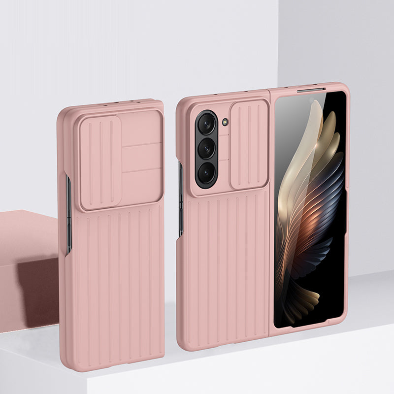 Uniqkart for Samsung Galaxy Z Fold5 5G Hard PC Phone Case Anti-scratch Ultra Slim Cover with Slide Camera Protector - Pink