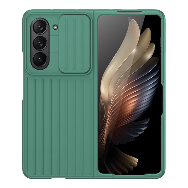 Uniqkart for Samsung Galaxy Z Fold5 5G Hard PC Phone Case Anti-scratch Ultra Slim Cover with Slide Camera Protector - Green