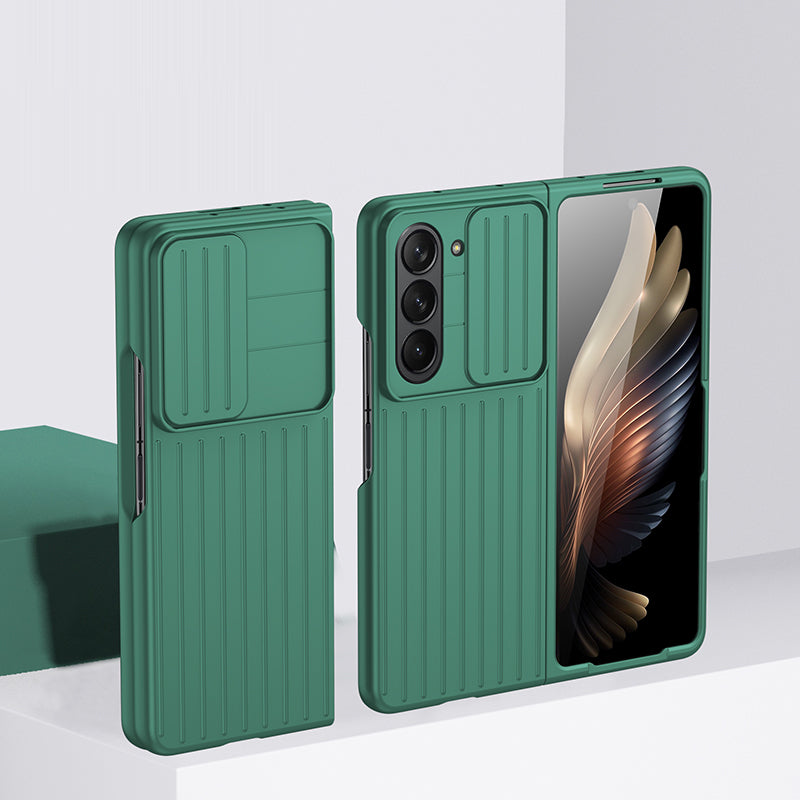 Uniqkart for Samsung Galaxy Z Fold5 5G Hard PC Phone Case Anti-scratch Ultra Slim Cover with Slide Camera Protector - Green