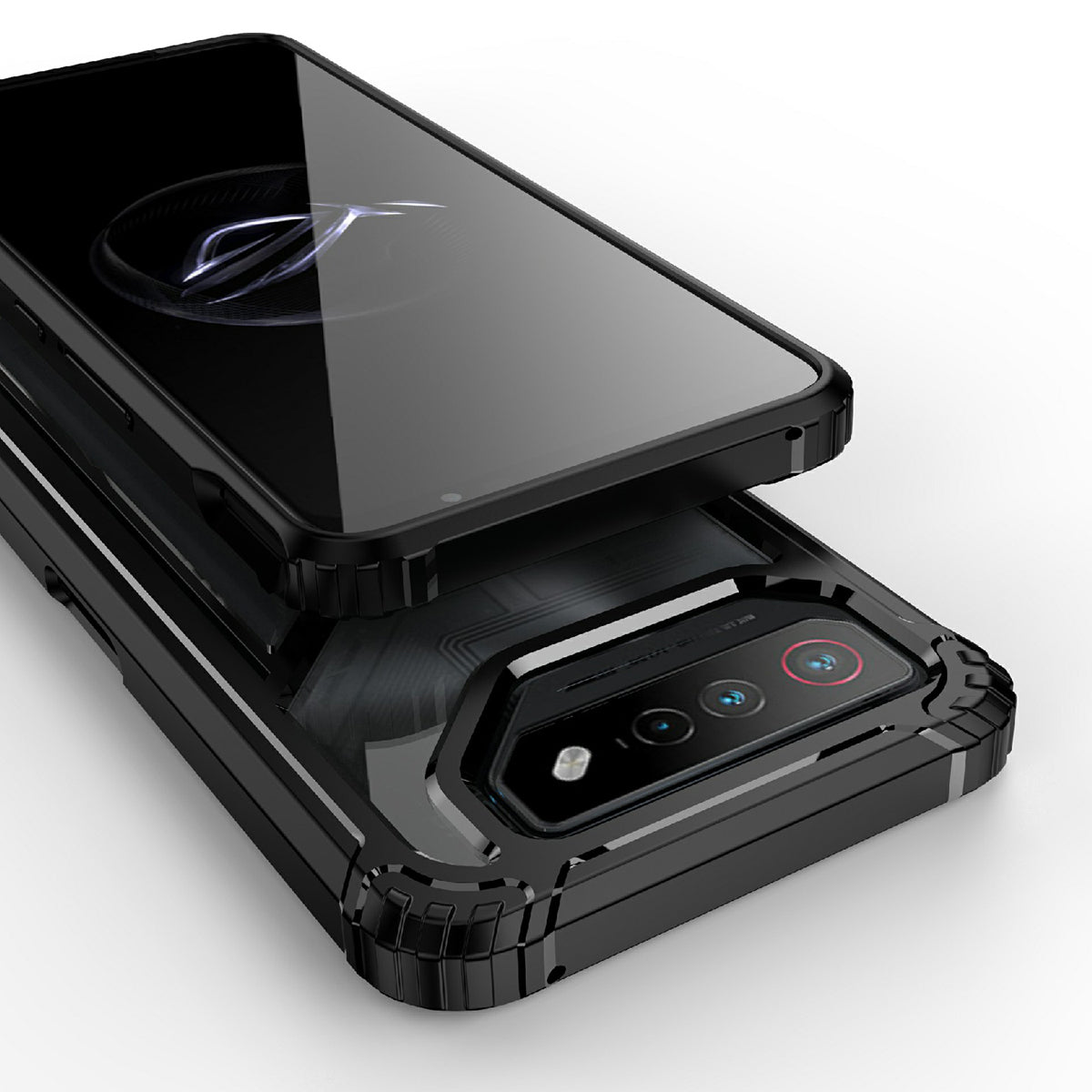 Uniqkart for Asus ROG Phone 7 5G / Phone 7 Pro TPU+PC Clear Case Magnetic Back Panel Kickstand Phone Cover - Black