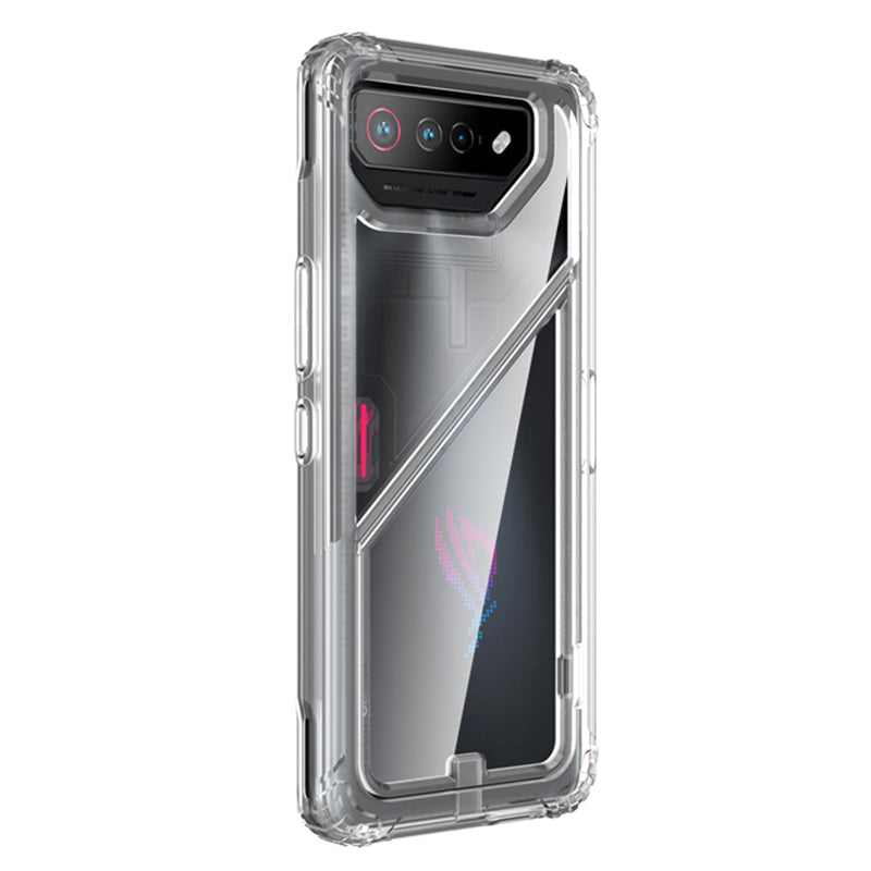 Uniqkart for Asus ROG Phone 7 5G / Phone 7 Pro TPU+PC Clear Case Magnetic Back Panel Kickstand Phone Cover - Translucent