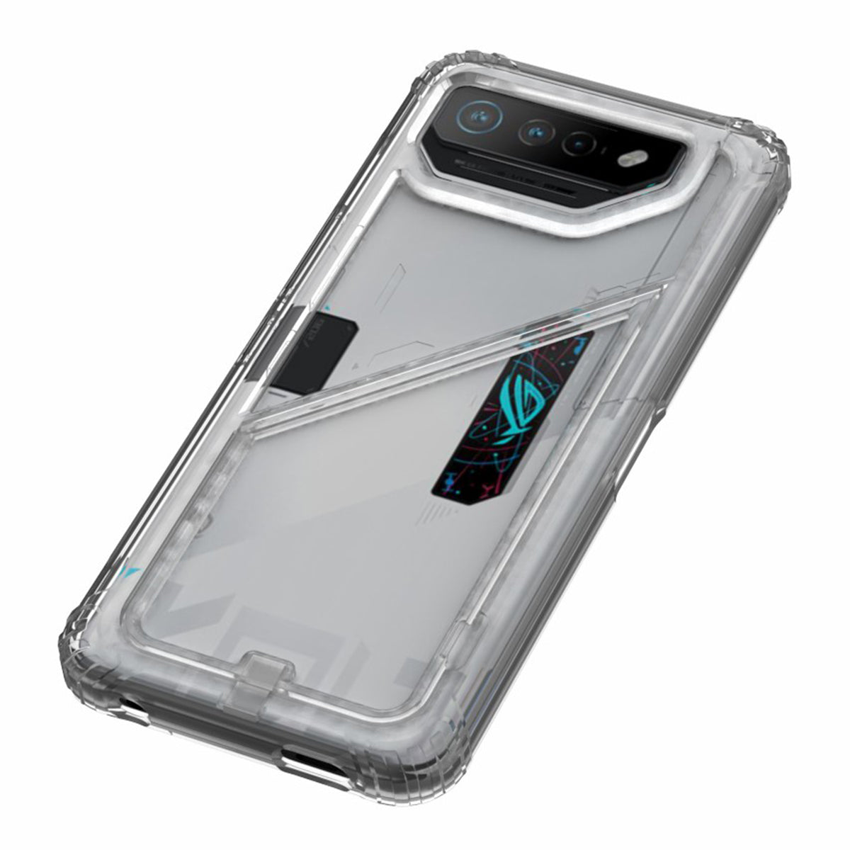 Uniqkart for Asus ROG Phone 7 5G / Phone 7 Pro TPU+PC Clear Case Magnetic Back Panel Kickstand Phone Cover - Translucent