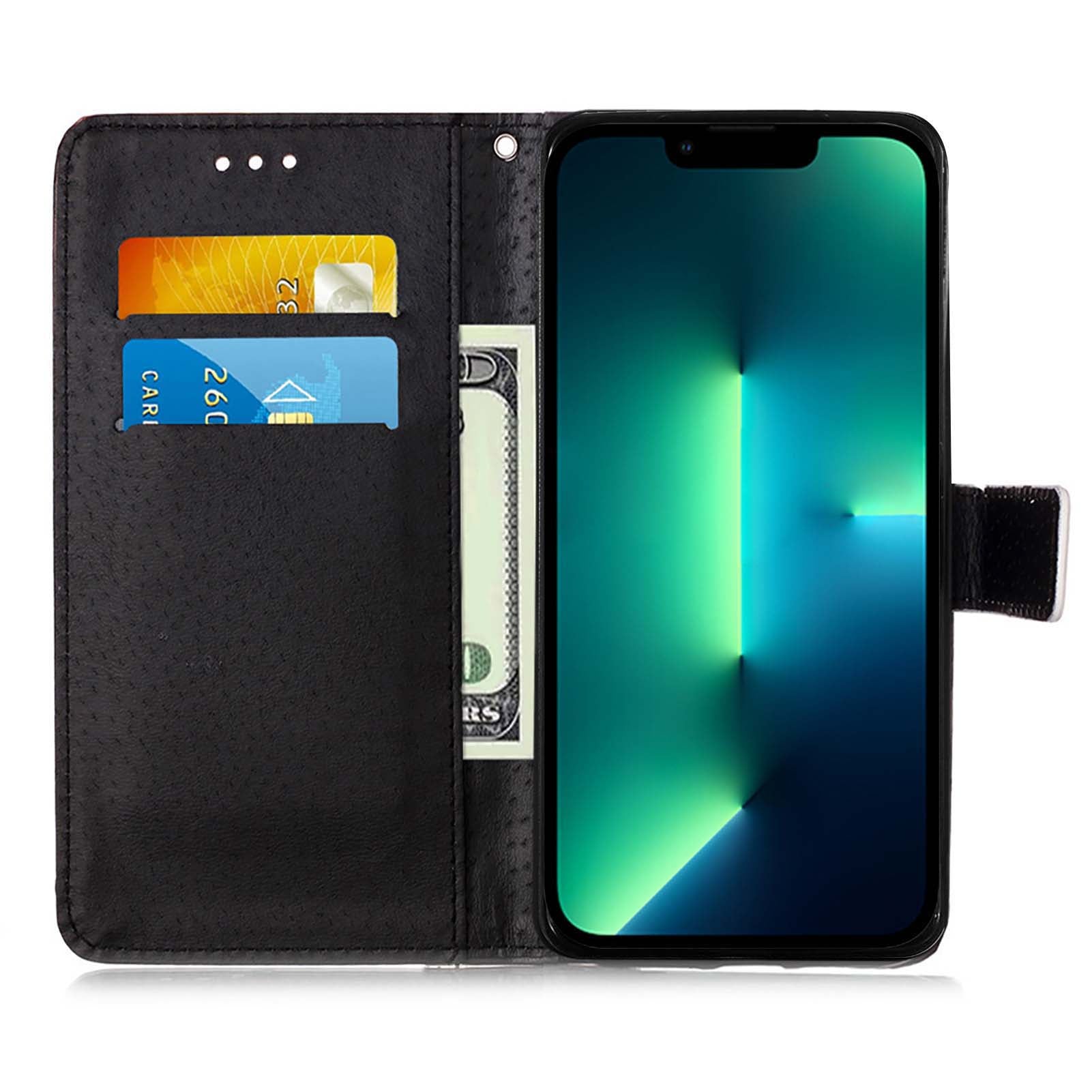 YB Pattern Printing Leather Series-4 for iPhone 15 Pro Max Wallet Case Leather Stand Phone Cover - Tiger