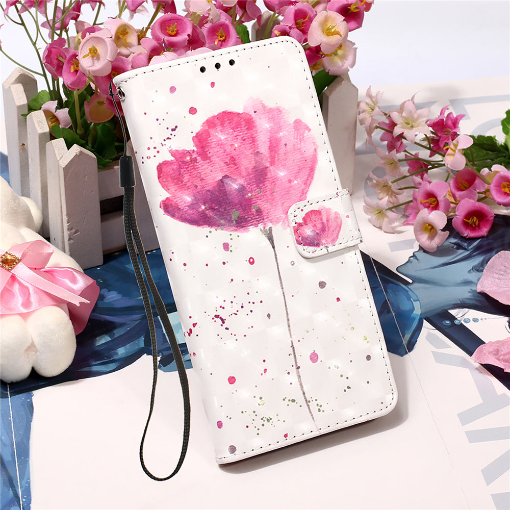 YB Pattern Printing Leather Series-2 for iPhone 15 Plus Wallet Cover 3D Pattern Printed Leather Stand Phone Case - Flower