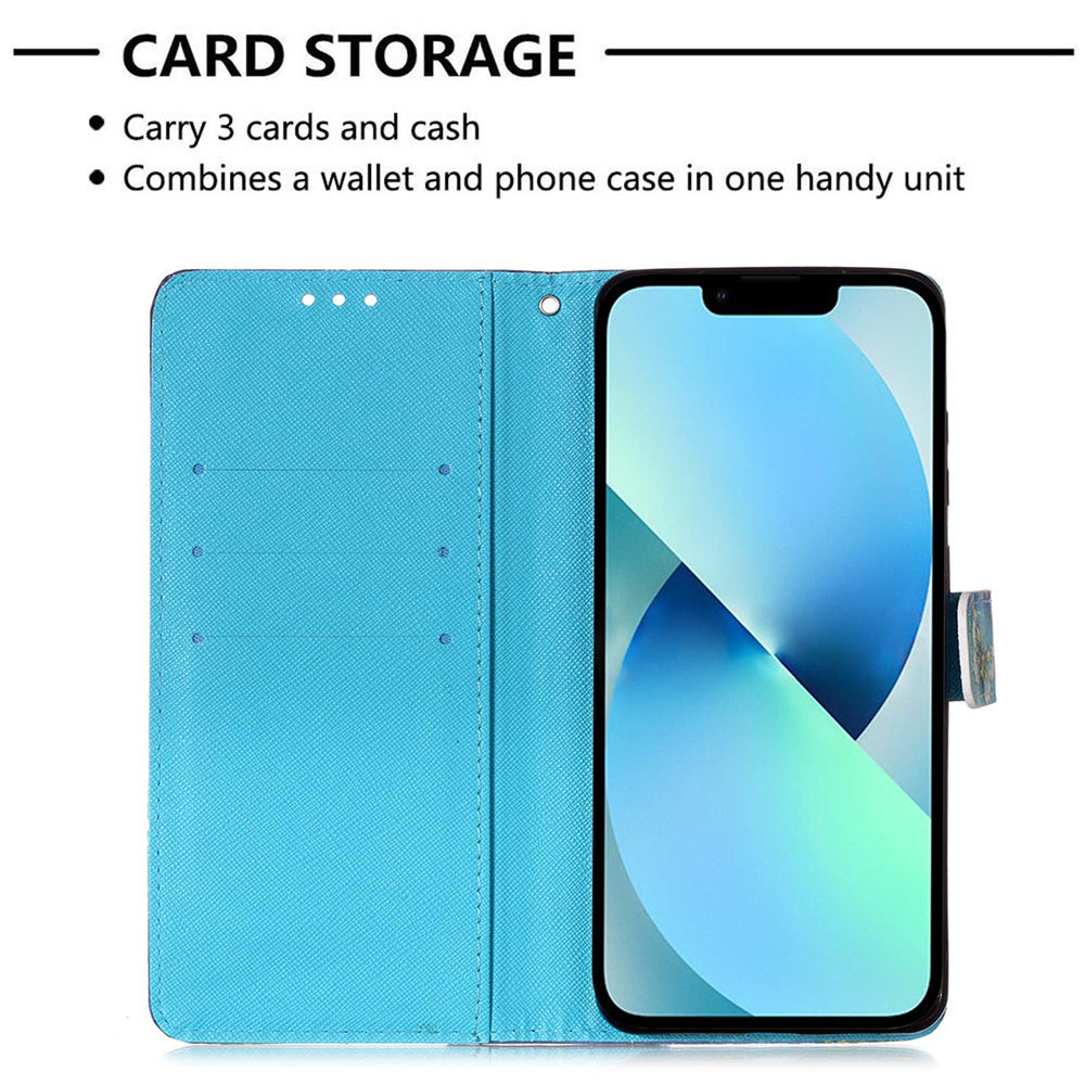 YB Pattern Printing Leather Series-2 for iPhone 15 Plus Wallet Cover 3D Pattern Printed Leather Stand Phone Case - Grey Owl
