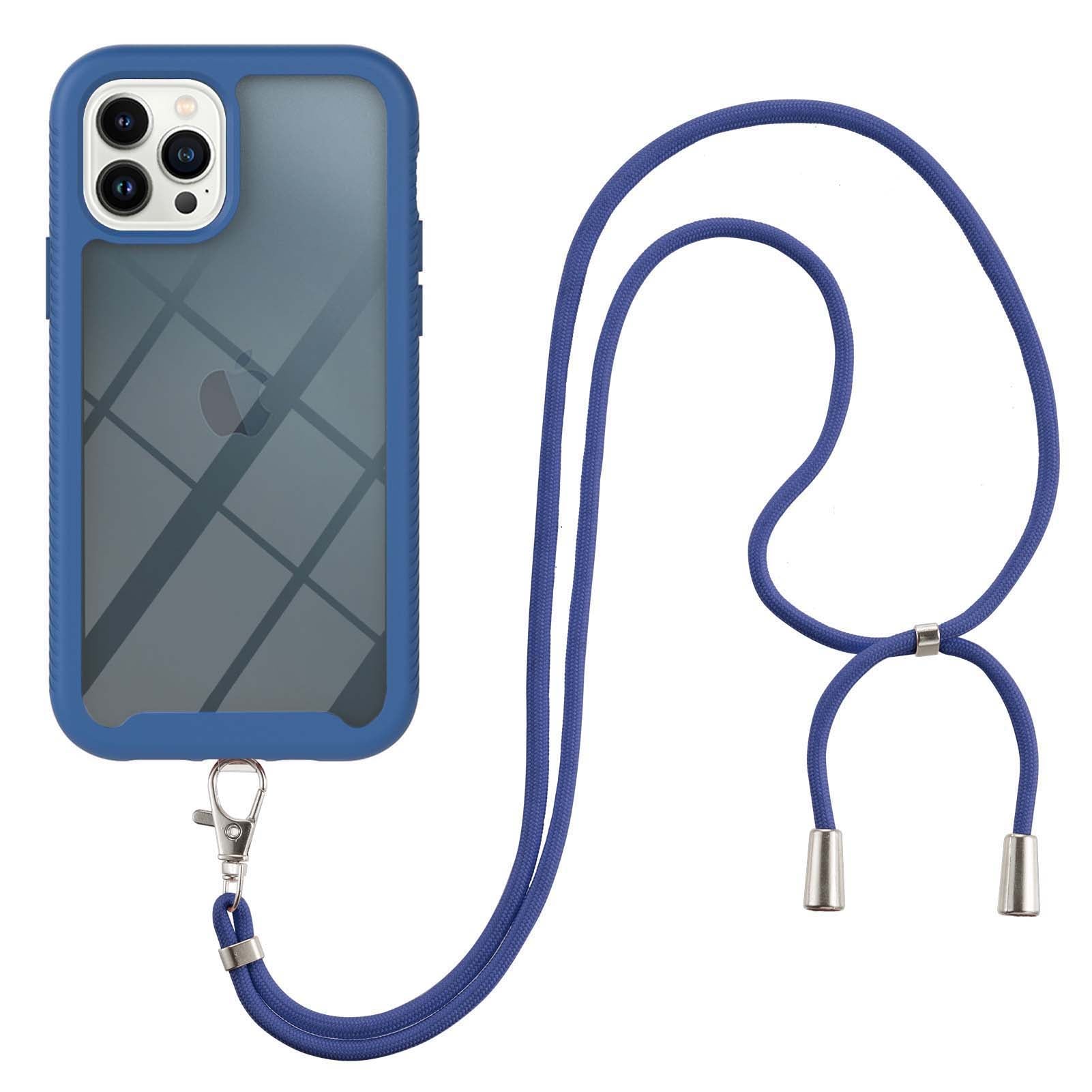 YB PC Series-4 Phone Case for iPhone 15 Pro , PC + TPU Shockproof Back Cover with Lanyard - Sapphire
