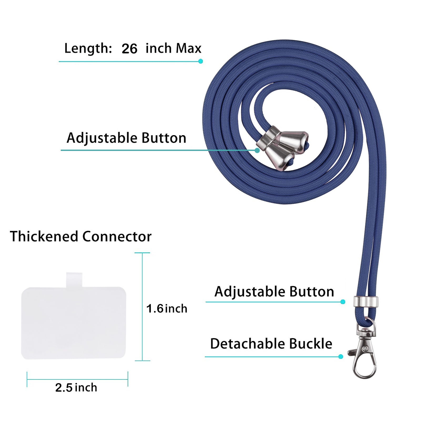 YB PC Series-4 Phone Case for iPhone 15 Pro , PC + TPU Shockproof Back Cover with Lanyard - Sapphire