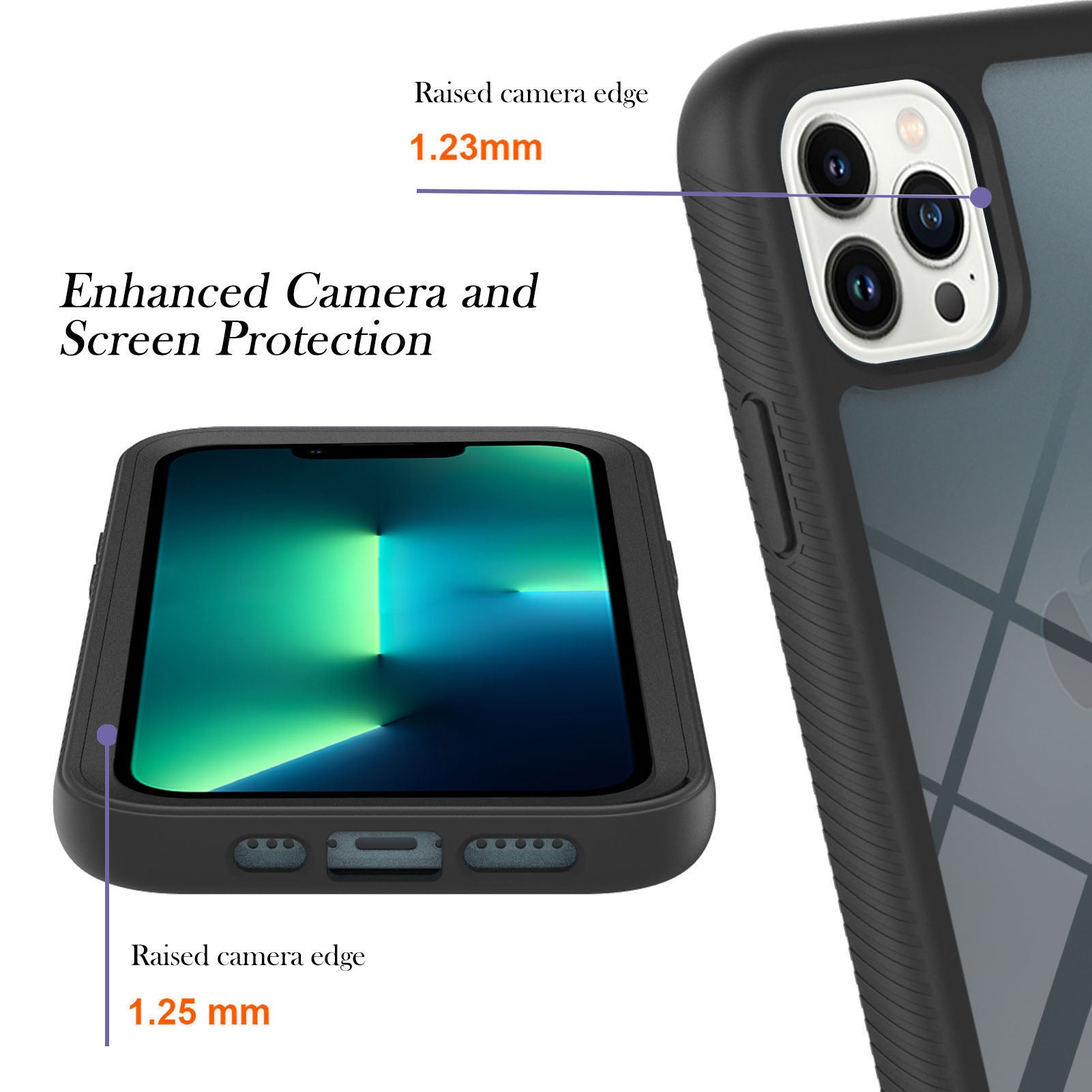 YB PC Series-3 for iPhone 15 Pro Max PC+TPU Clear Phone Case Anti-drop Back Cover - Black