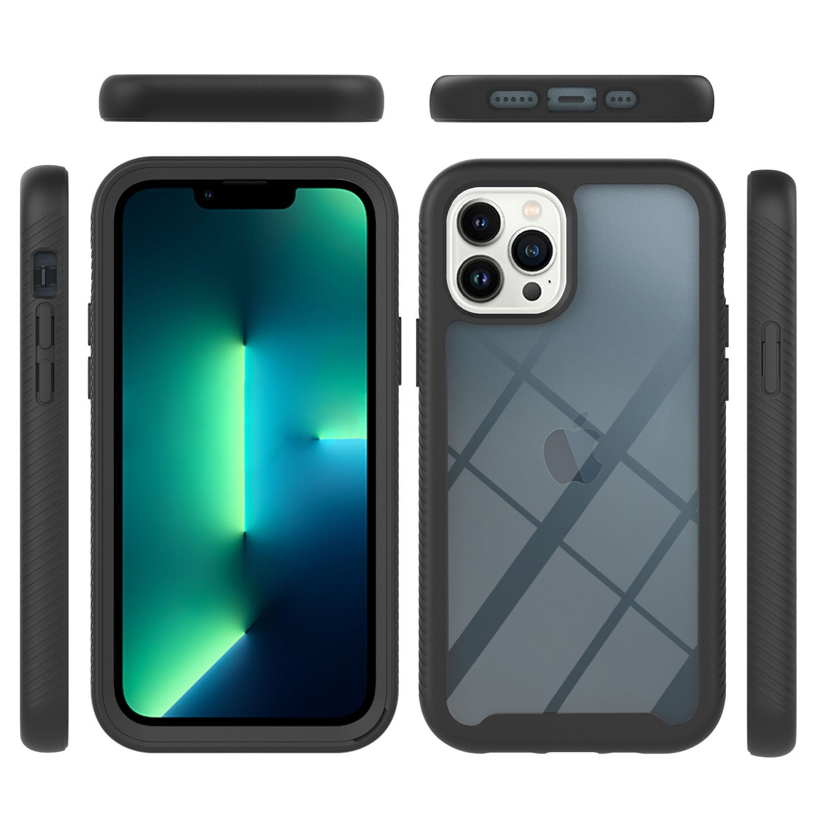YB PC Series-3 for iPhone 15 Pro Max PC+TPU Clear Phone Case Anti-drop Back Cover - Black