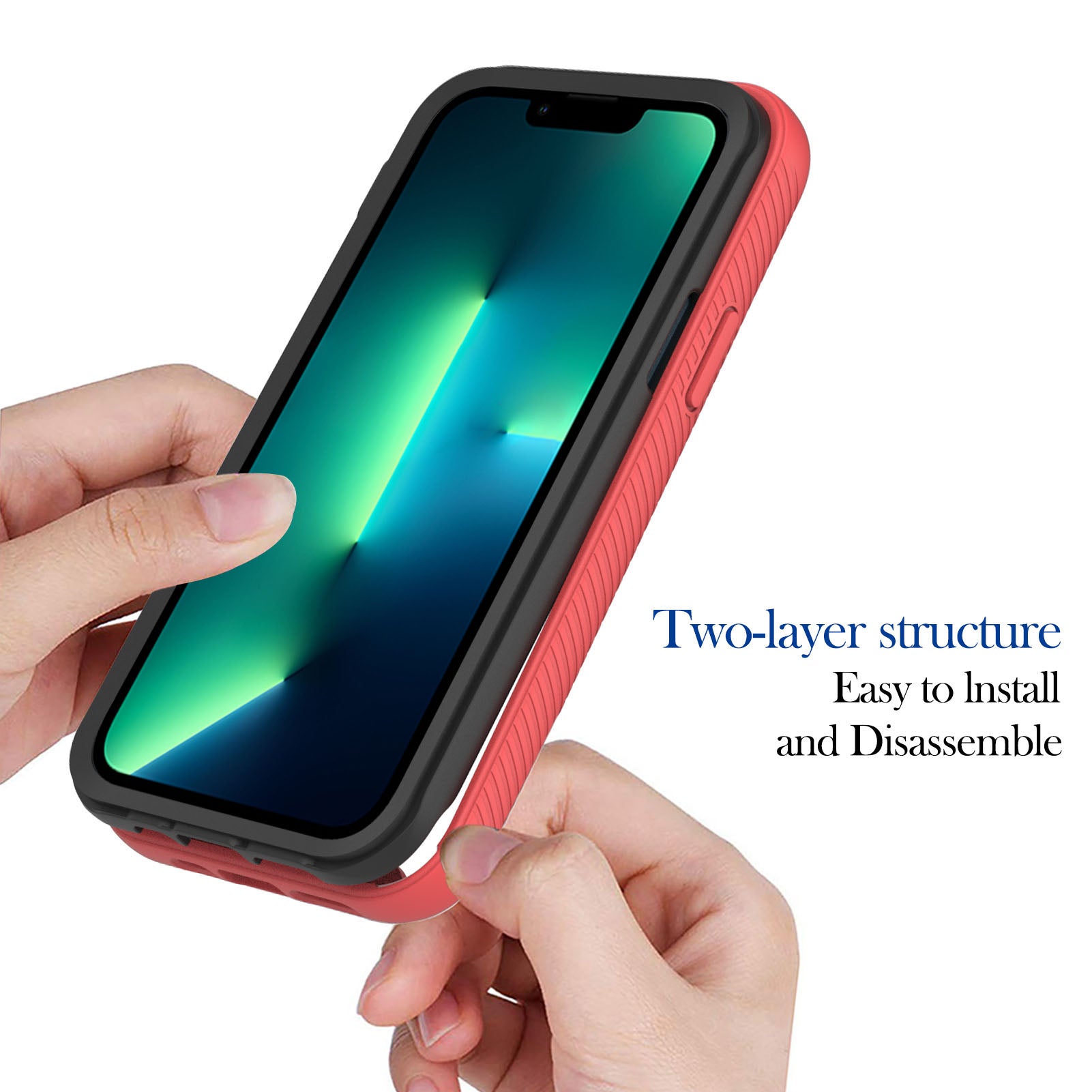 YB PC Series-3 for iPhone 15 Pro Max PC+TPU Clear Phone Case Anti-drop Back Cover - Red