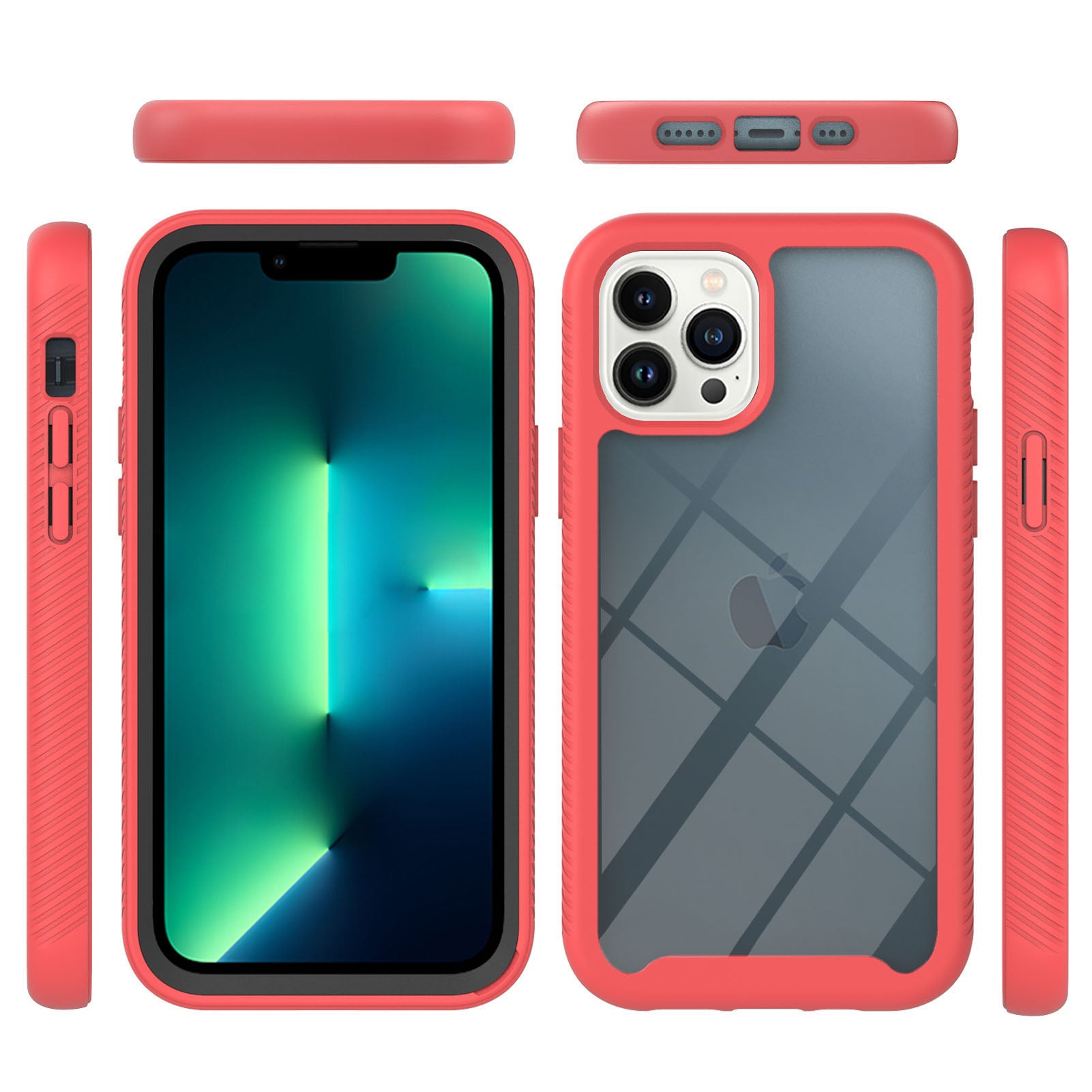 YB PC Series-3 for iPhone 15 Pro Max PC+TPU Clear Phone Case Anti-drop Back Cover - Red