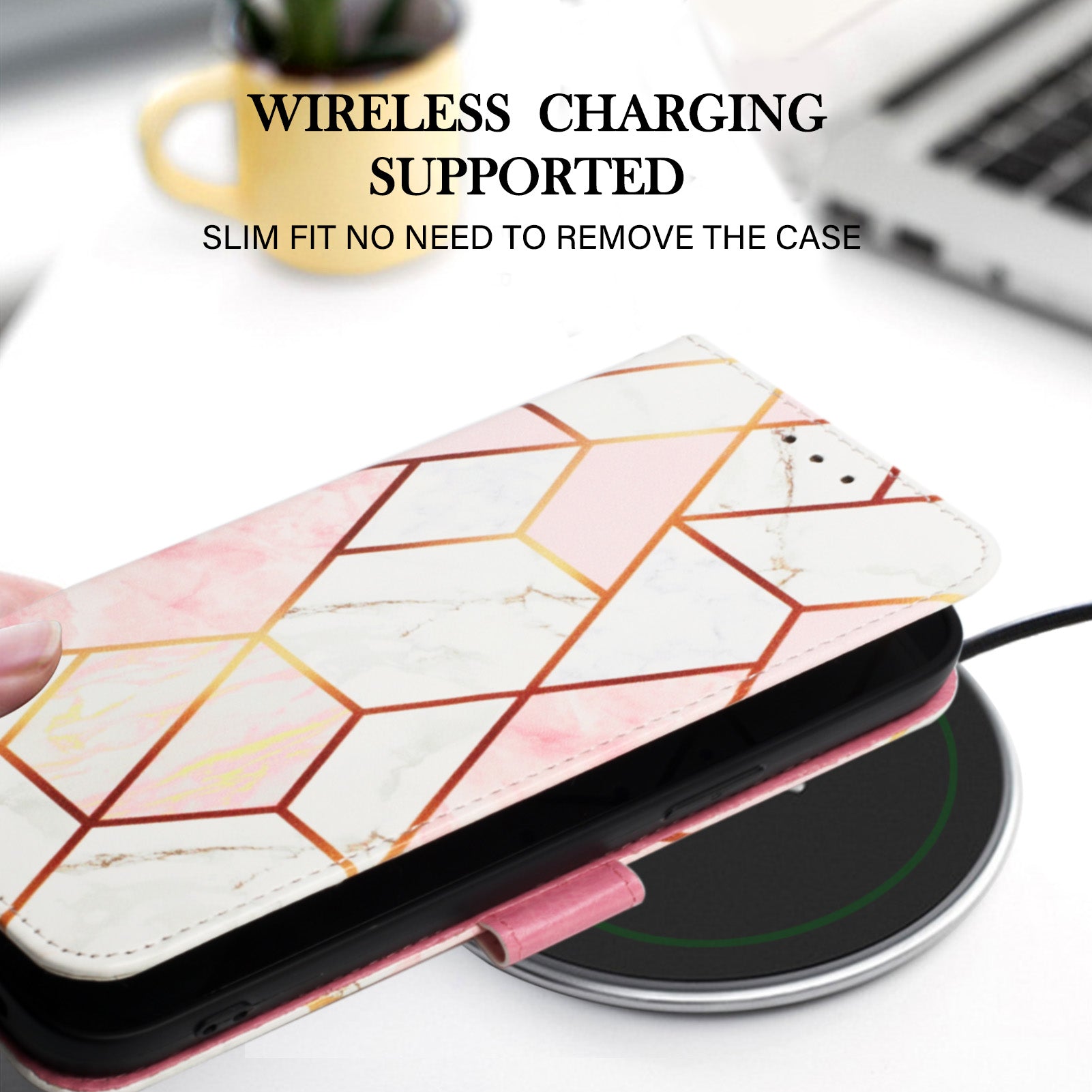 Uniqkart for iPhone 15 Pro YB Pattern Printing Leather Series-5 Mobile Phone Case Leather Stand Wallet Cover - Pink+White LS002