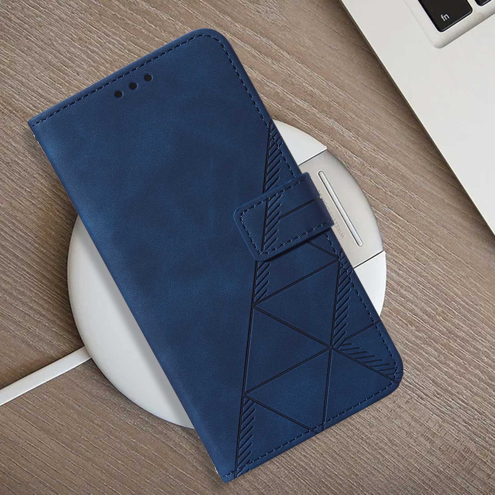 YB Imprinting Series-1 for iPhone 15 Pro Wallet Stand Leather Phone Cover Imprinted Phone Case with Hand Strap - Brown