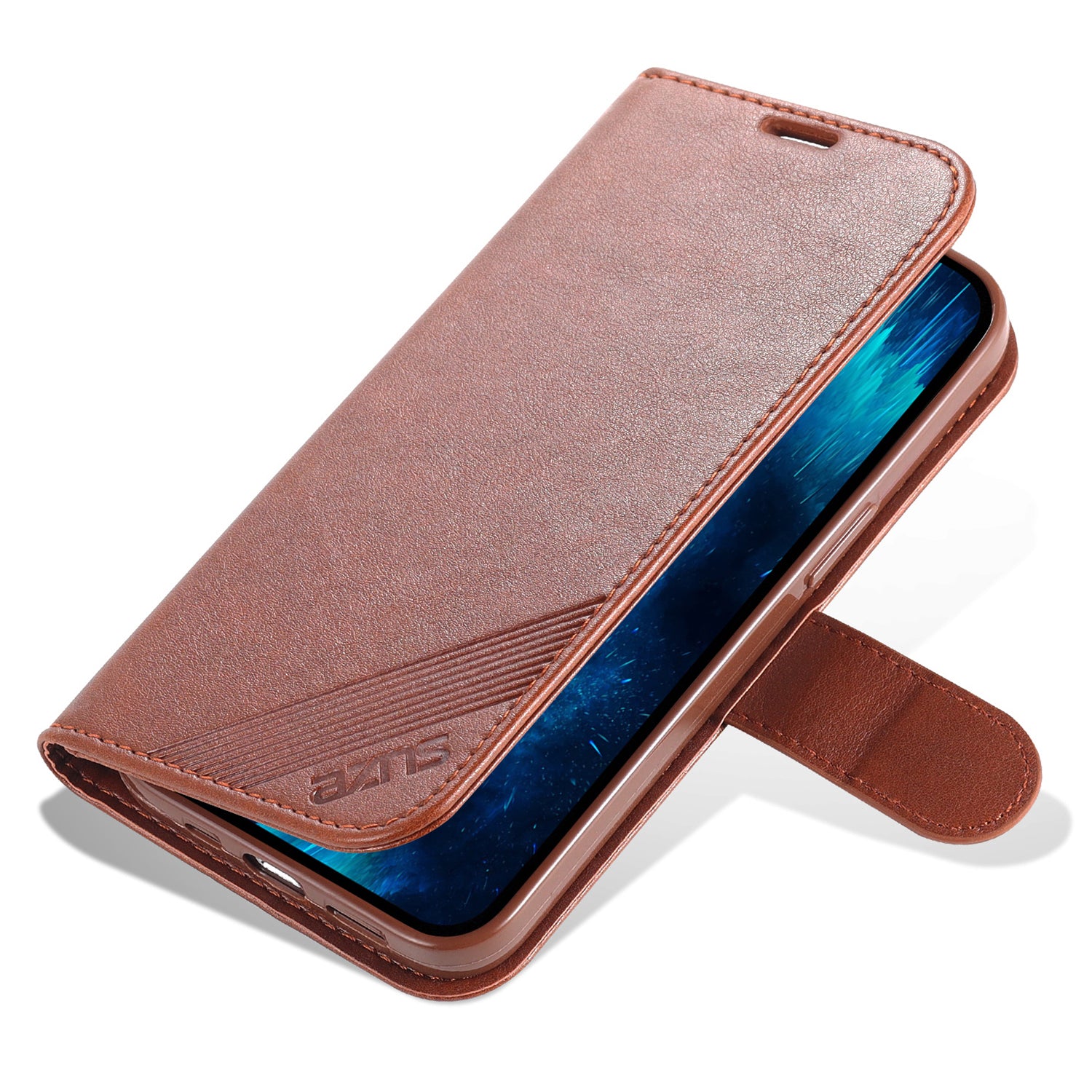 PU Leather Phone Cover for iPhone 15 Pro , Full Protection Phone Case with Stand Wallet - Brown