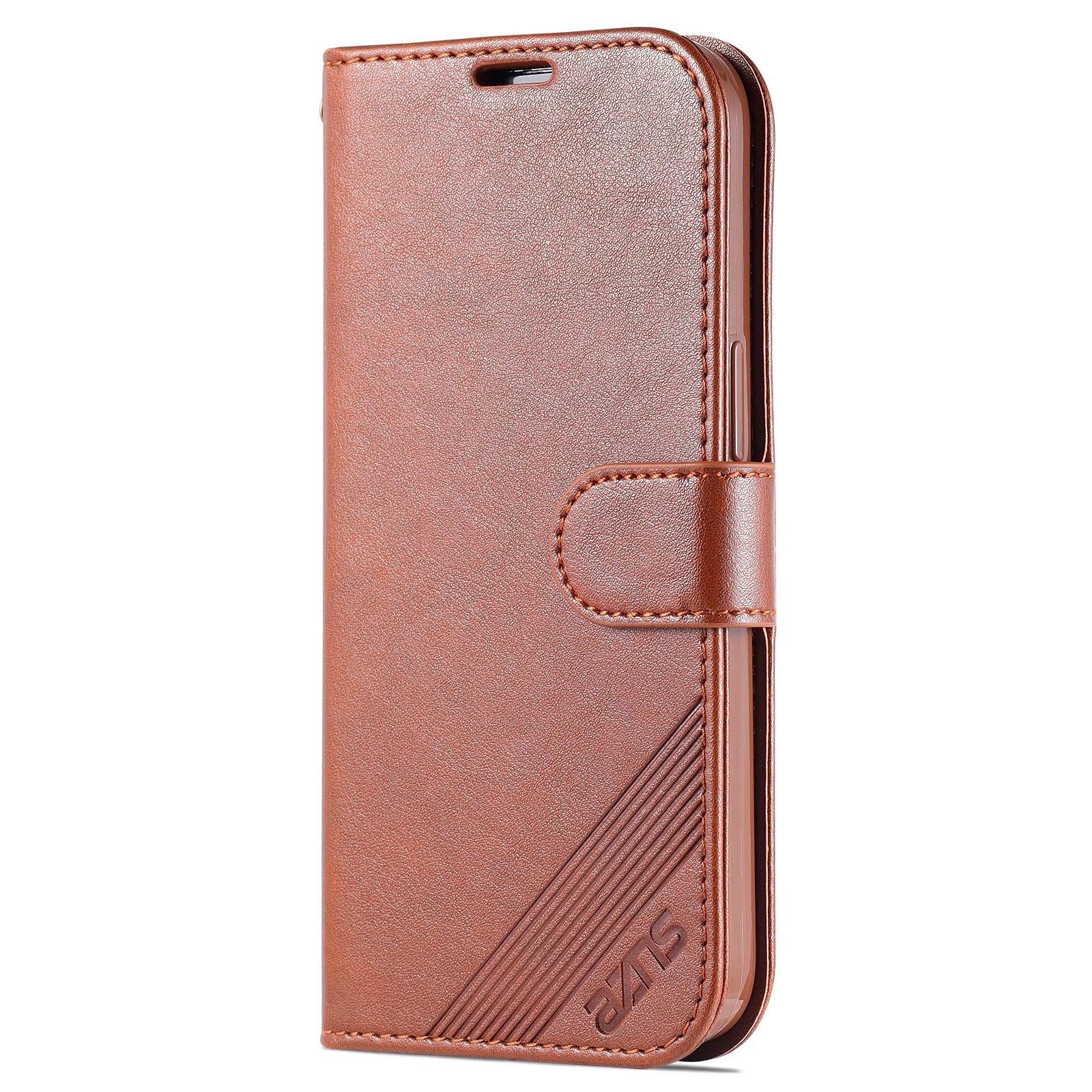 PU Leather Phone Cover for iPhone 15 Pro , Full Protection Phone Case with Stand Wallet - Brown