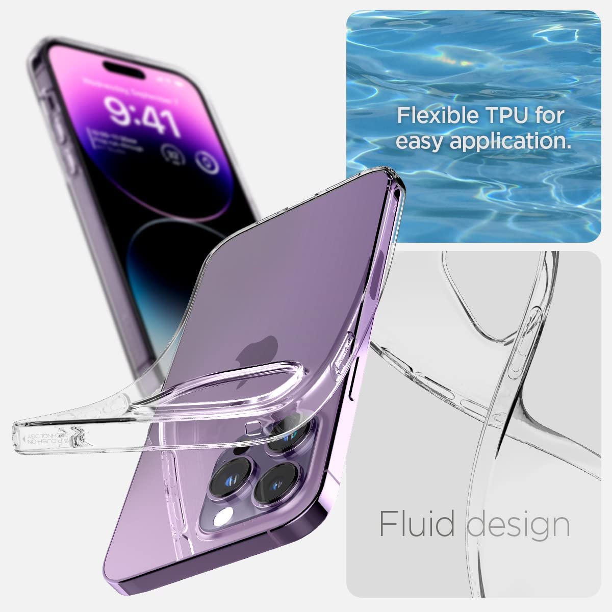 Transparent TPU Case for iPhone 15 Pro Max , Fingerprint-free Mobile Phone Cover