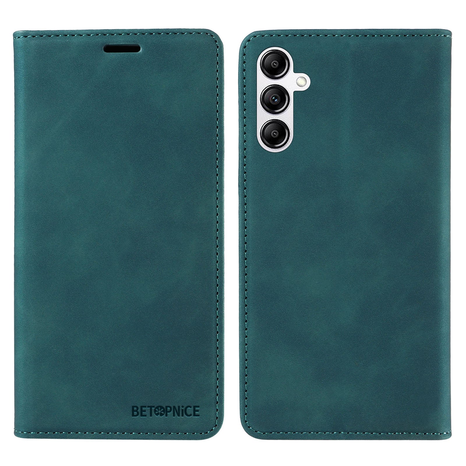 Uniqkart 003 For Samsung Galaxy A14 4G / 5G Phone Stand Cover Shockproof Wallet RFID Blocking PU Leather Case - Green