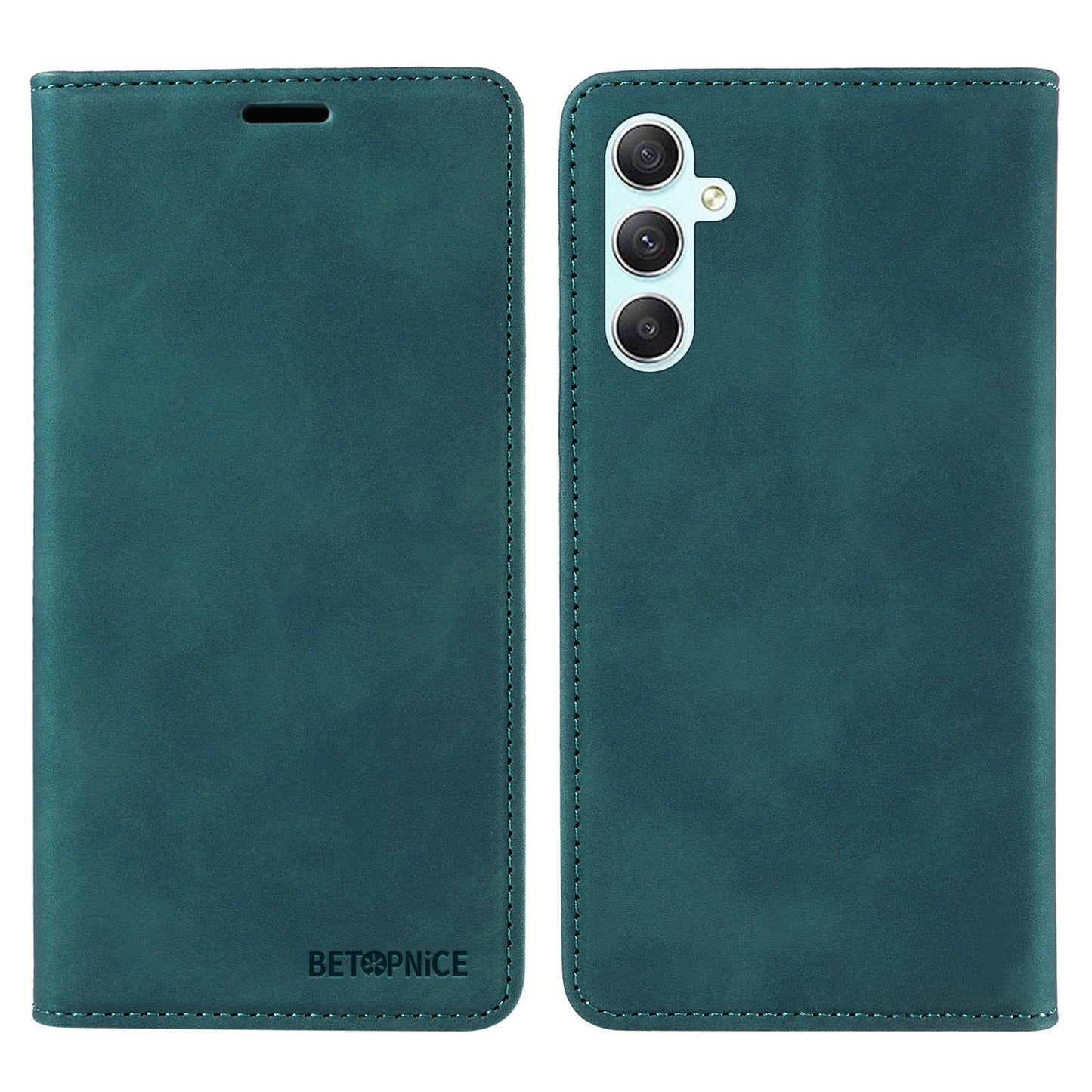 Uniqkart 003 For Samsung Galaxy A34 5G Wallet RFID Blocking Phone Stand Cover Shockproof PU Leather Case - Green
