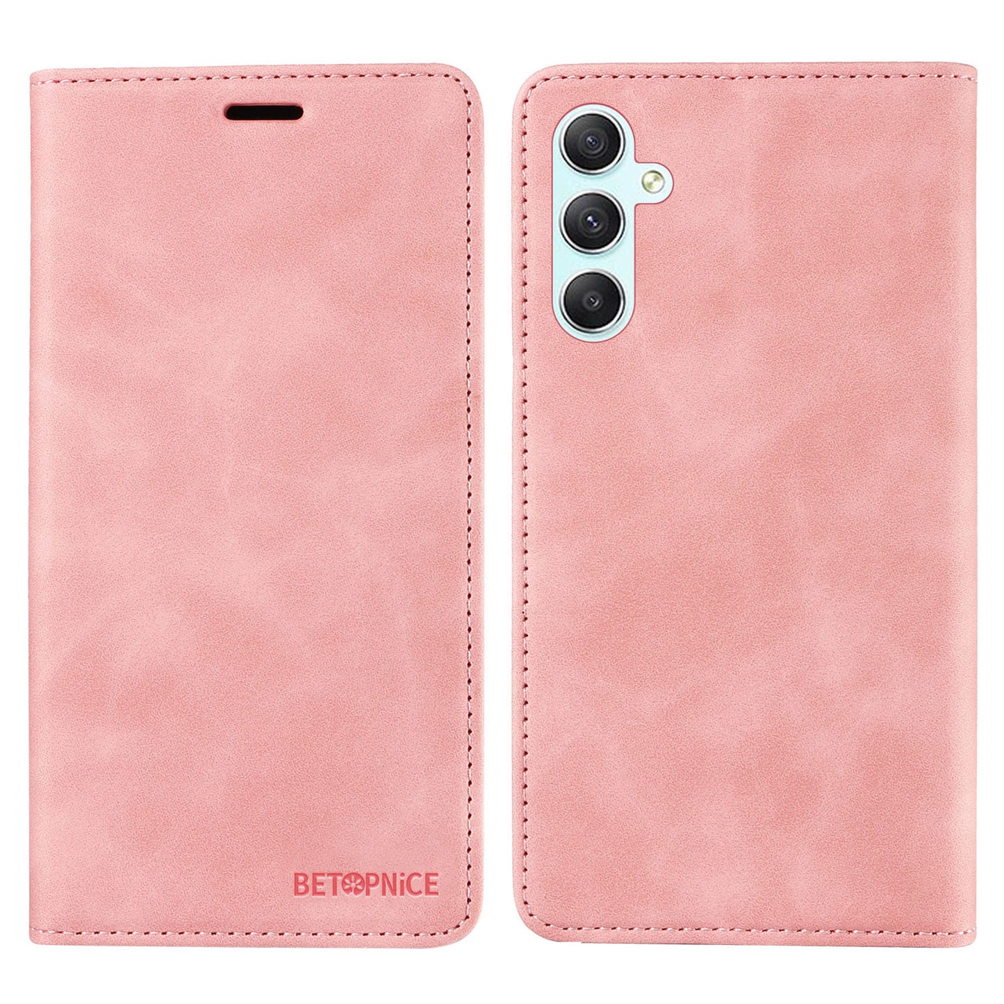 Uniqkart 003 For Samsung Galaxy A34 5G Wallet RFID Blocking Phone Stand Cover Shockproof PU Leather Case - Pink