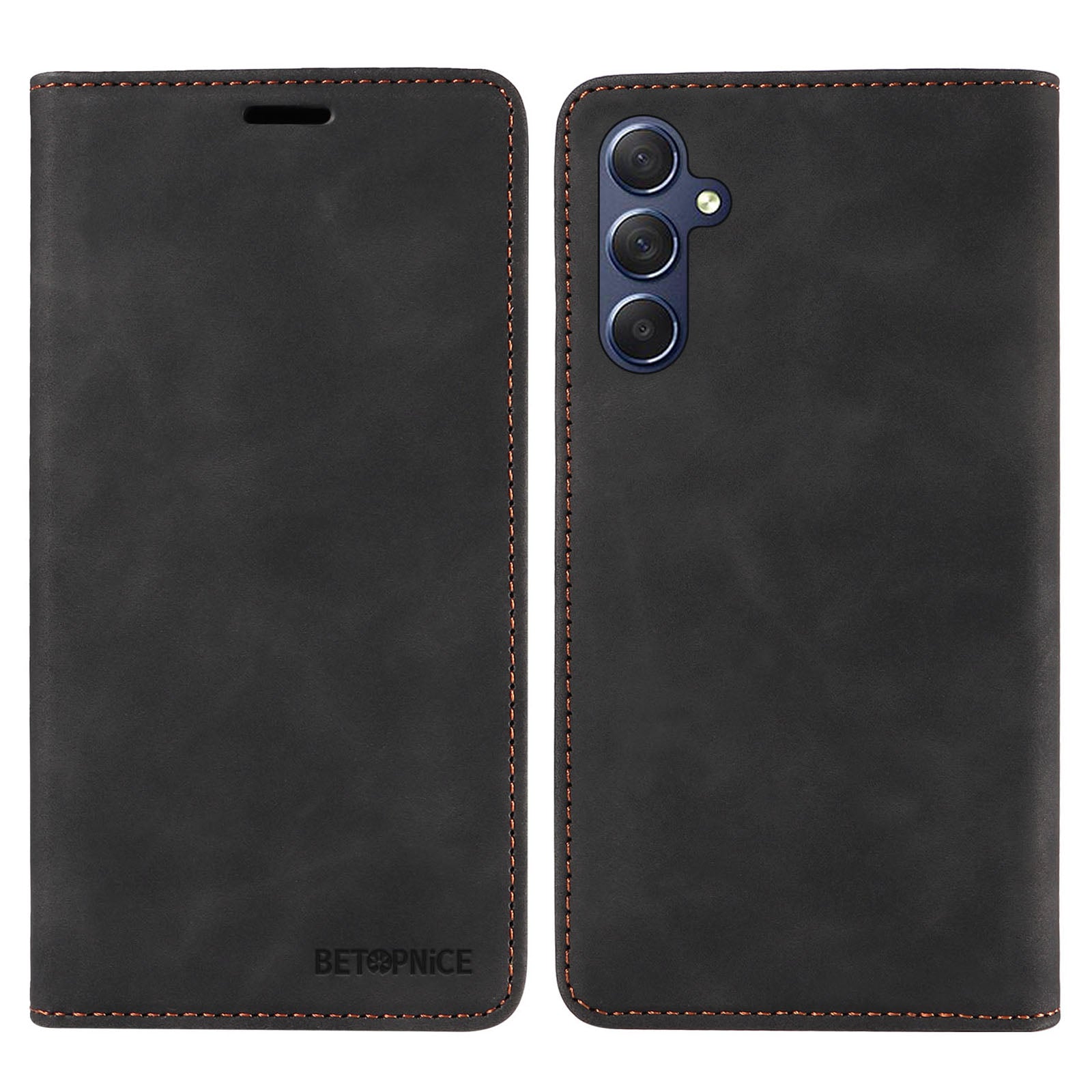 Uniqkart 003 For Samsung Galaxy M54 5G / F54 5G Shockproof PU Leather Cell Phone Case Wallet RFID Blocking Phone Stand Cover - Black