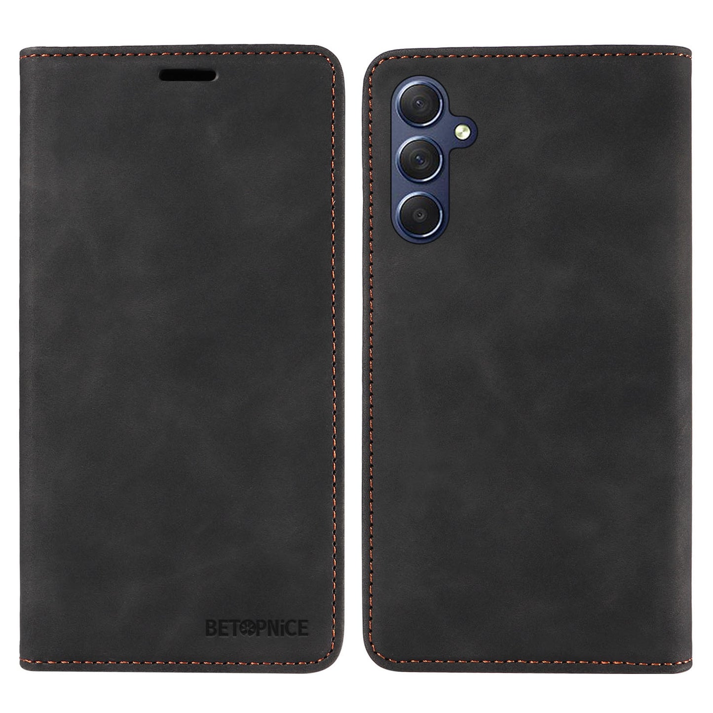 Uniqkart 003 For Samsung Galaxy M54 5G / F54 5G Shockproof PU Leather Cell Phone Case Wallet RFID Blocking Phone Stand Cover - Black