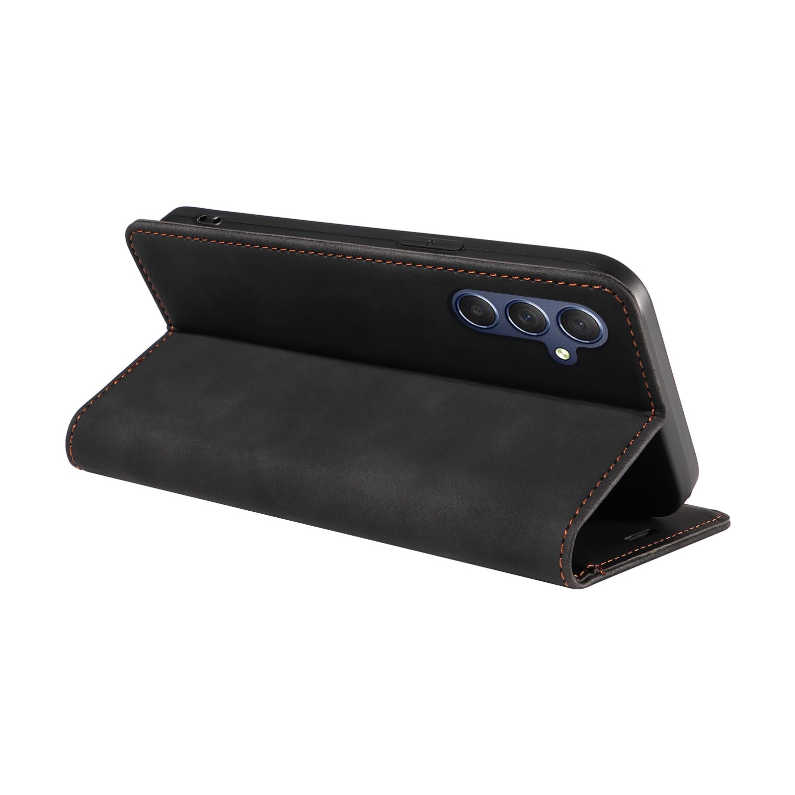 Uniqkart 003 For Samsung Galaxy M54 5G / F54 5G Shockproof PU Leather Cell Phone Case Wallet RFID Blocking Phone Stand Cover - Black