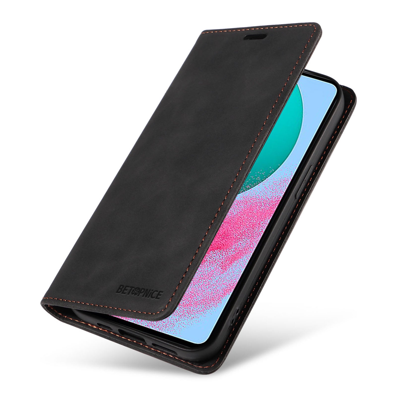 Uniqkart 003 For Samsung Galaxy M54 5G / F54 5G Shockproof PU Leather Cell Phone Case Wallet RFID Blocking Phone Stand Cover - Black
